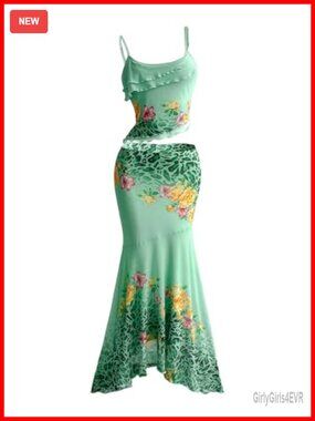 Verdusa 2 Piece Skirt Set Cami Top Maxi Skirt Beach Vacation Boho Outfit